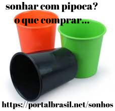 Sonhar com Pipoca o que Comprar
Balde: O balde de pipoca é um recipiente resistente para facilitar o consumo e manter a pipoca crocante, o recipiente é à prova de vazamentos o que torna ideal para adicionar uma cobertura amanteigada. Ele está disponível em diferentes tamanhos e cores para você escolher seu design favorito. Lavar com água morna e detergente ou sabão neutro. Não utilizar escovas e esponjas abrasivas na limpeza. Não utilizar álcool na higienização. Evitar o empilhamento.